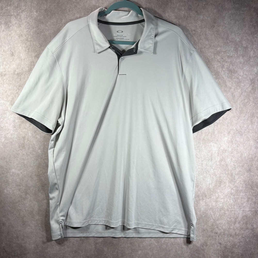 Oakley Polo Shirt Men XXL Grey Tailored Fit Golf Performance Short Sleeve Active